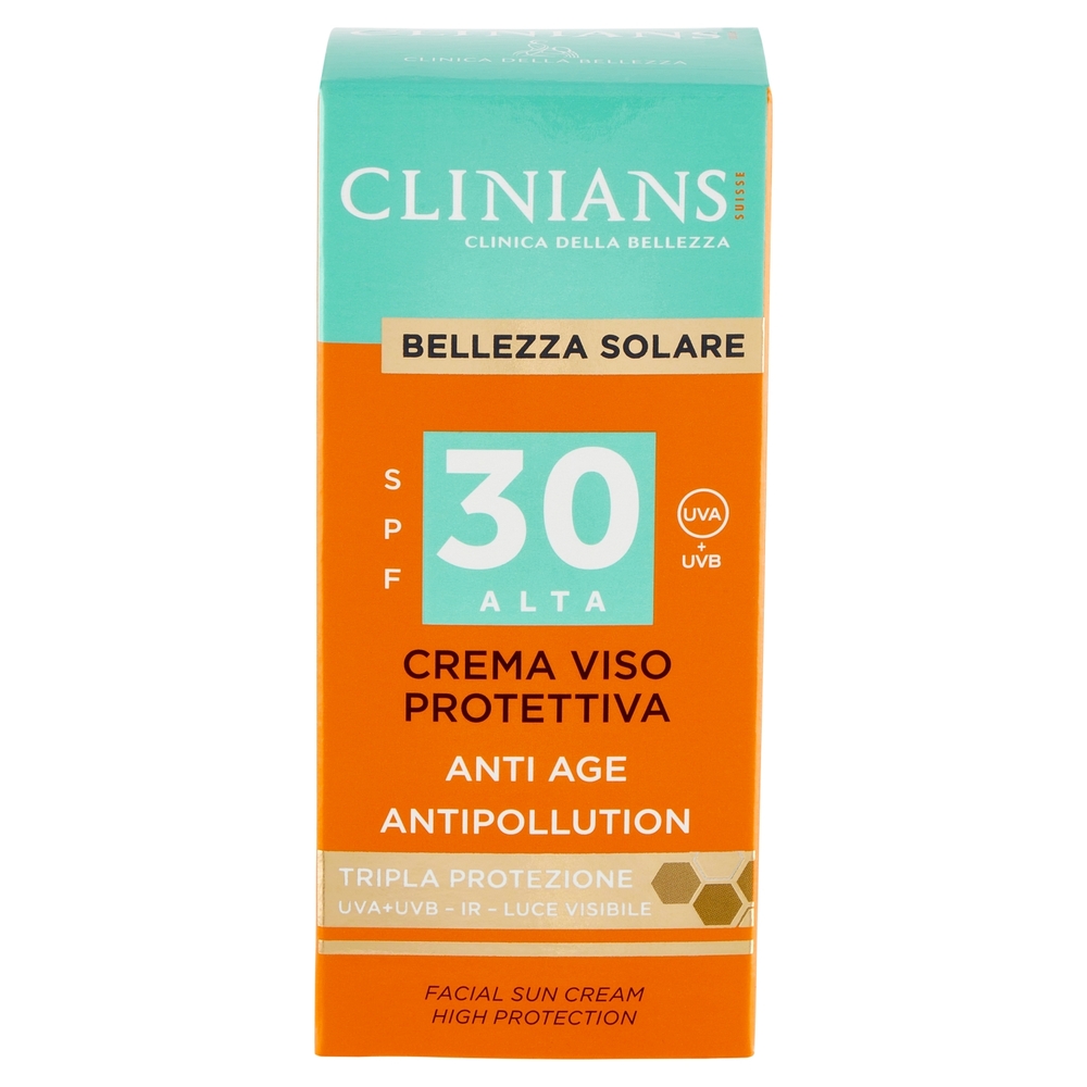 Clinians Bellezza Solare Crema Viso Protettiva SPF30 Anti Age Antipollution 75 mL